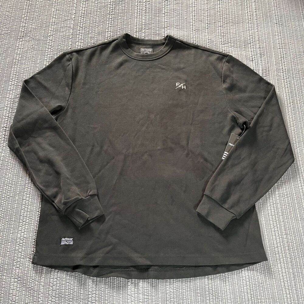 Fasthouse Luther Long Sleeve Thermal Tee Men's Large, Black NWT